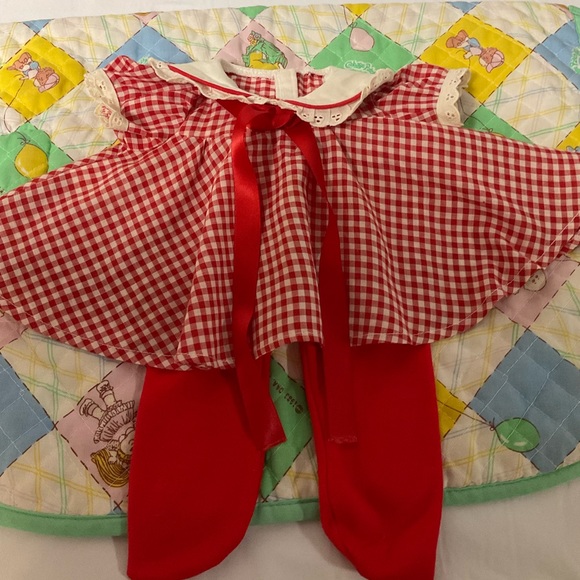 Vintage Cabbage Patch Kid Girls Red Gingham Swing Dress Red Tights